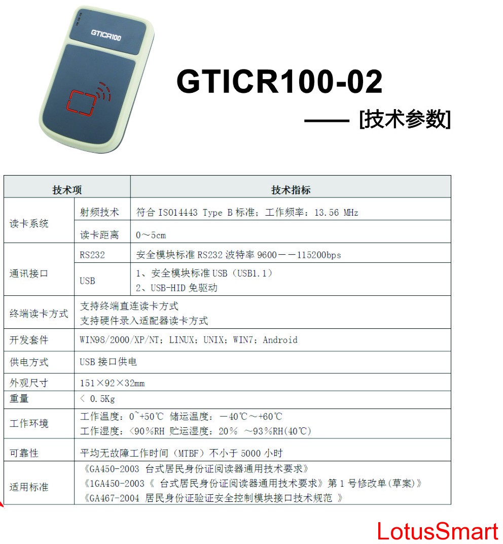 国腾身份证阅读器GTICR100-02